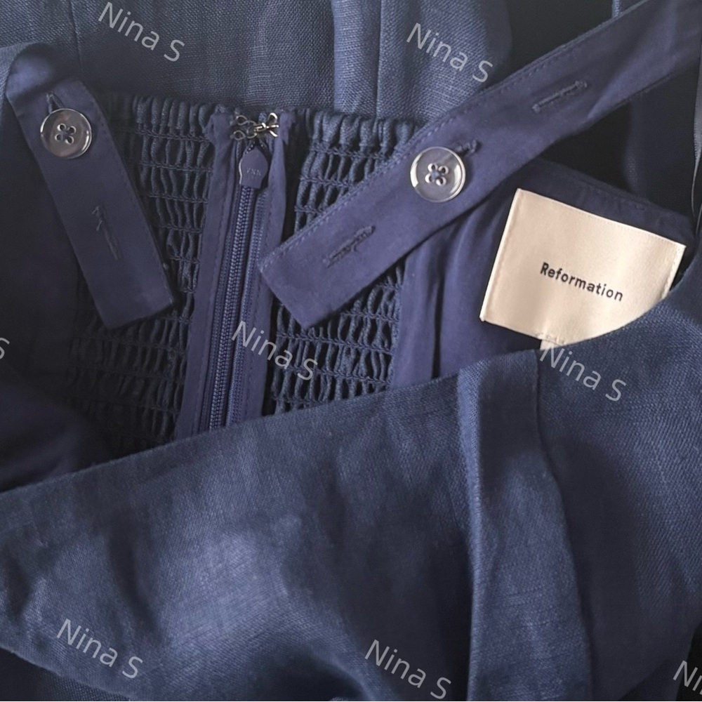 Reformation Janu Linen Dress in Danube NWOT - Picture 5 of 8